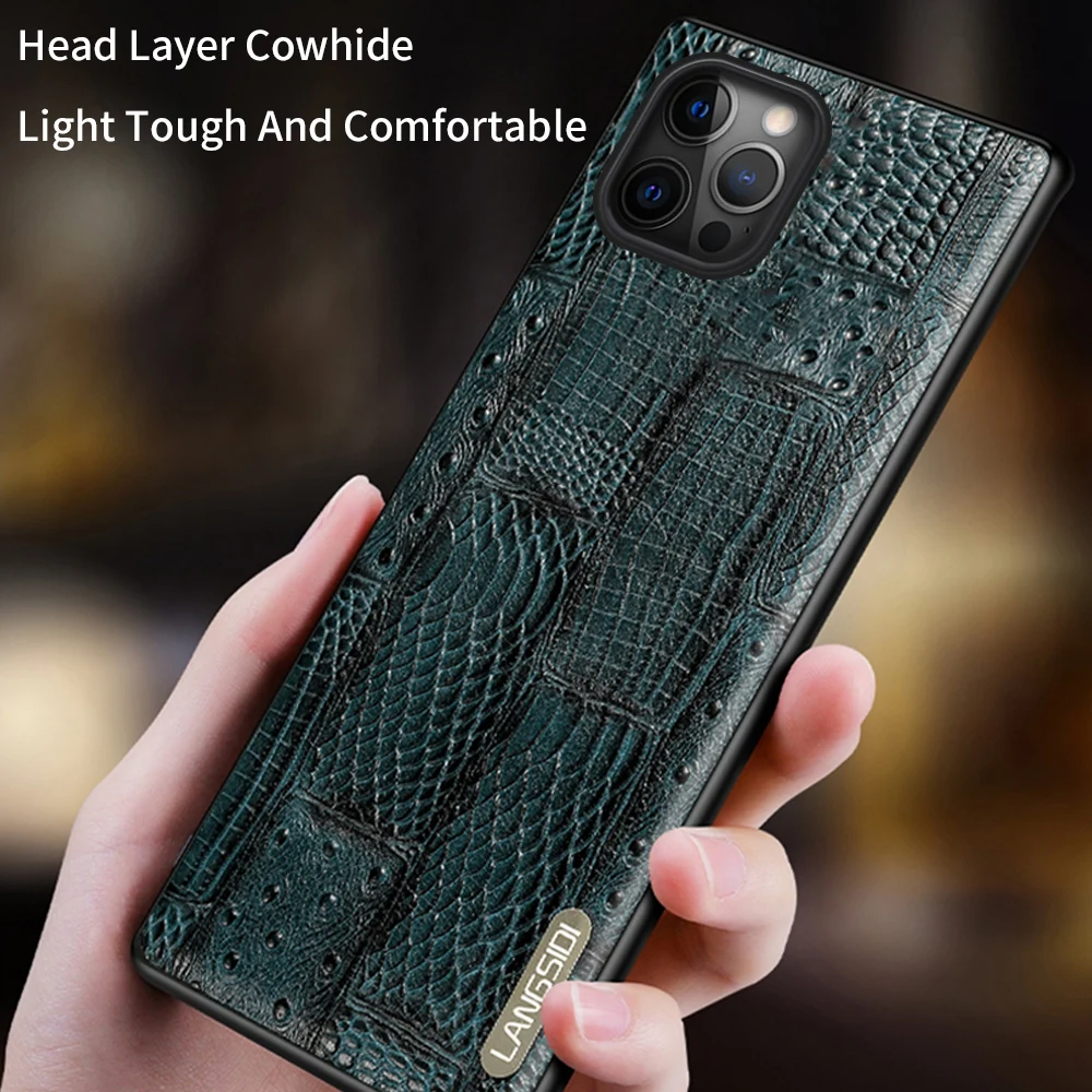 langsidi real leather cover case for iphone 12 pro max shockproof back cover for iphone 12 pro 12 max xr xs max 7 8 plus fundas free global shipping