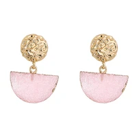2021 new womens earrings pink semicircle crystal dangle earrings for girl boho geometric round vintage earrings punk jewelry