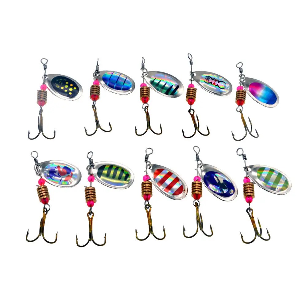 

10Pcs Fishing Metal Spinner Set Spoon Hard Bait Artificial Bait Metal Fishing Lure Bass Sequins Spinner