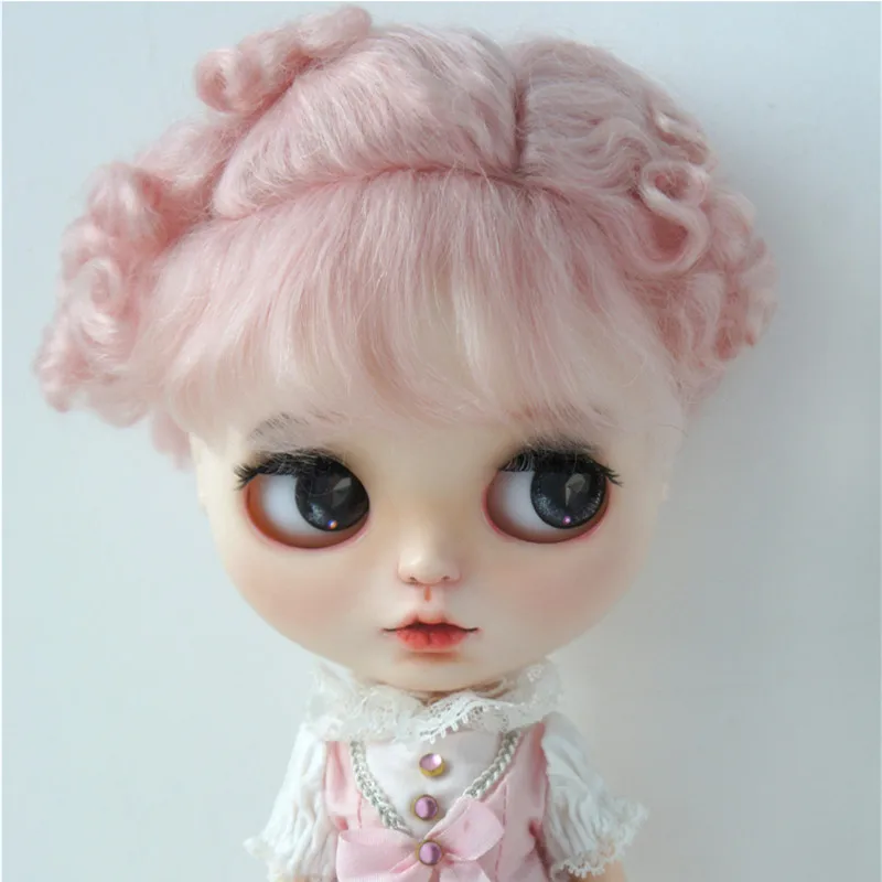 

JD250 8-9inch 21-23cm 9-10inch 23-25cm Short Baby curly with smart pony mohair doll wigs 1/3 SD BJD Doll accessories