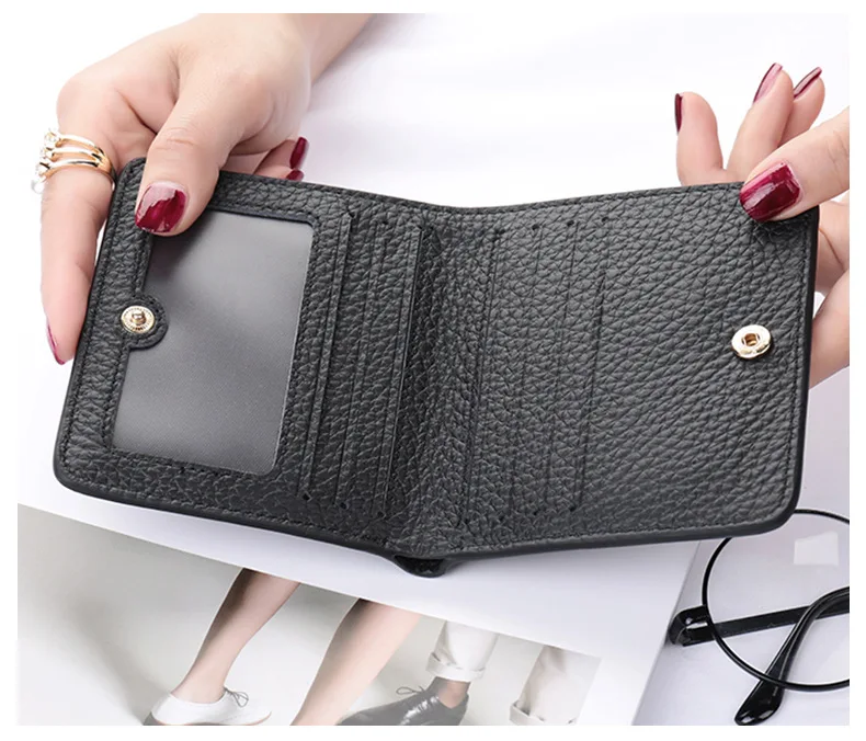 

New arrival 100% genuine cow leather slim card holder wallet ladies simple fashion Cowhide credit card holder Ultra Thin Wallet