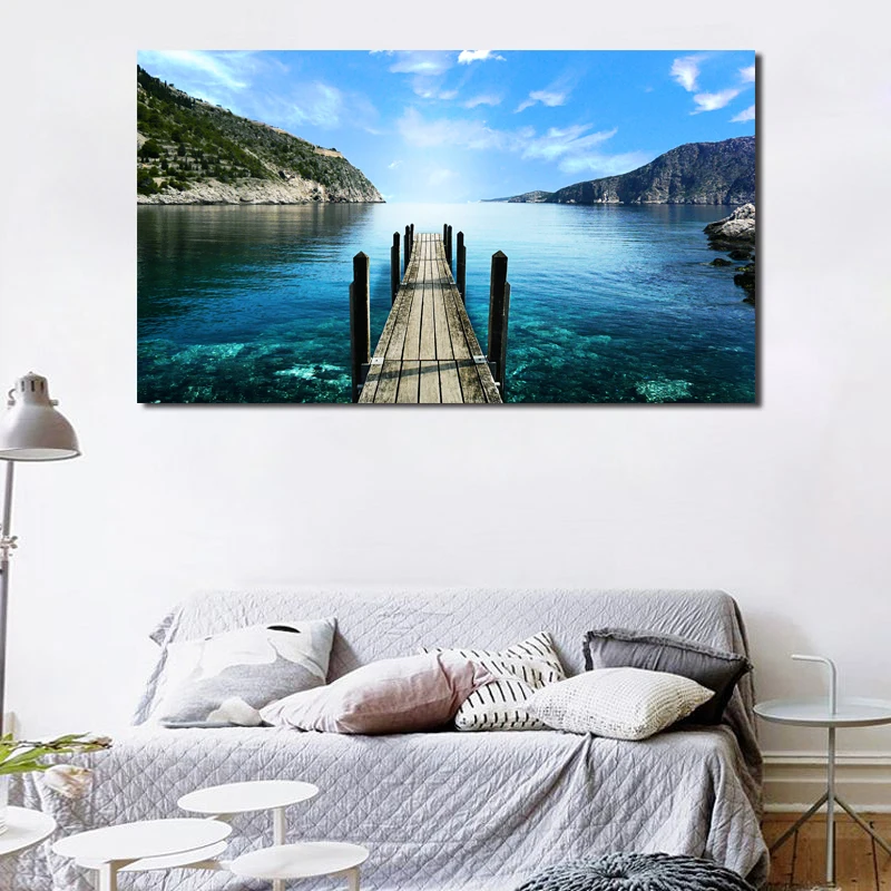 Плакаты на холсте с изображением синего озера гор природного пейзажа настенная