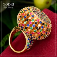 godki 2021 trendy poppy ball big bold statement ring for women cubic zircon finger rings beads charm ring bohemian beach jewelry