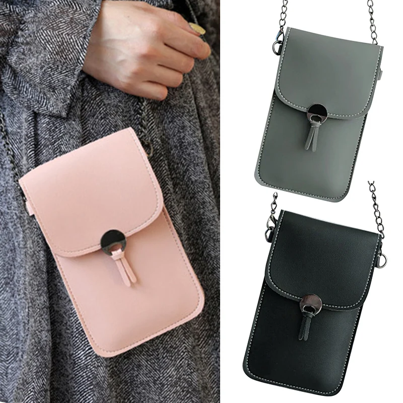 

Chain Phone Bag Clear Transparent Window Touches Screen Crossbody Mobile Phone Bag A66