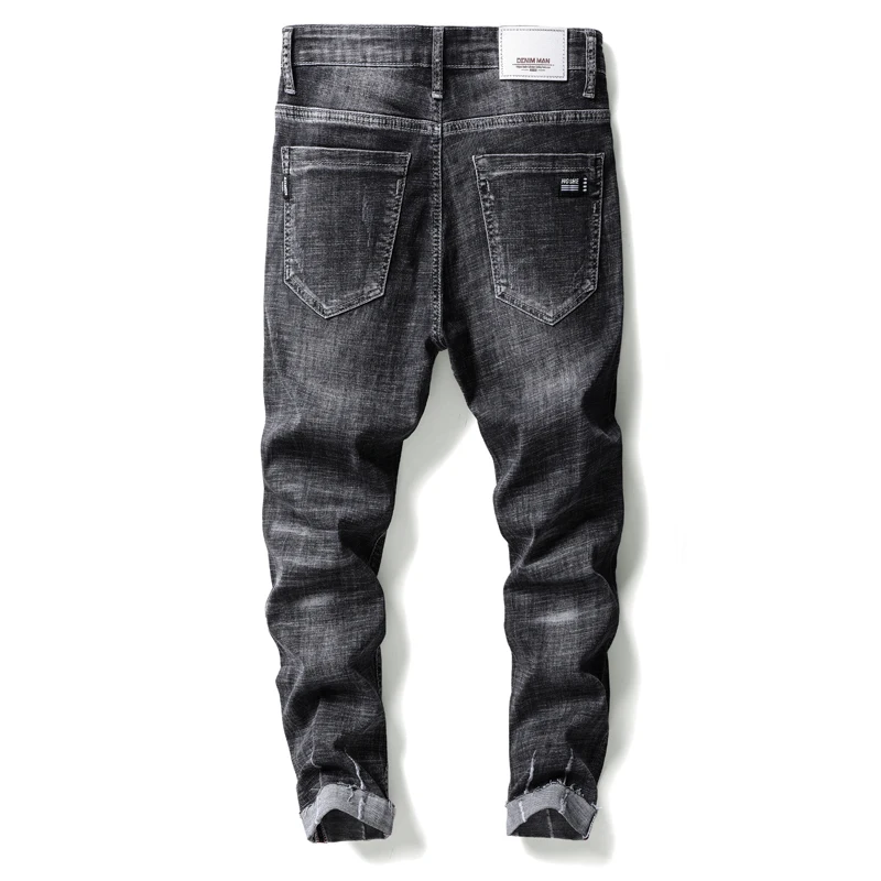 Мужские рваные джинсы с дырками зауженные мужские потертые повседневные