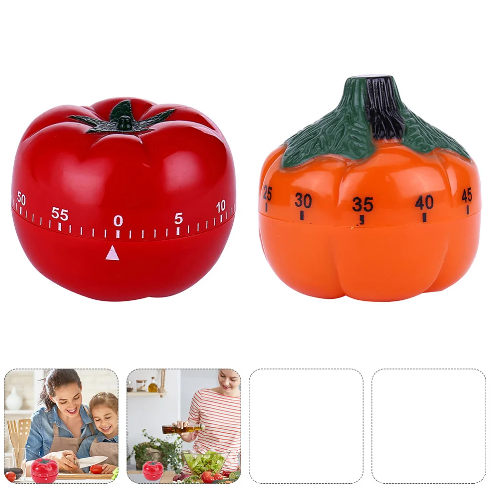 

1 Set 2Pcs Pumpkin Kitchen Timers Tomato Mechanical Timers (Assorted Color)