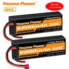 2 шт. 2S Lipo Аккумулятор 7,4 в 6200 мАч 50C RC Lipo жесткий чехол аккумулятор 50C Dean TRX T plug для traxxas car Losi Axial Arrma Car truck