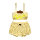 Милый желтый бархатный топ и шорты Lilico, женские костюмы для косплея пудинга, комплект нижнего белья, милый длинный костюм аниме, Новинка