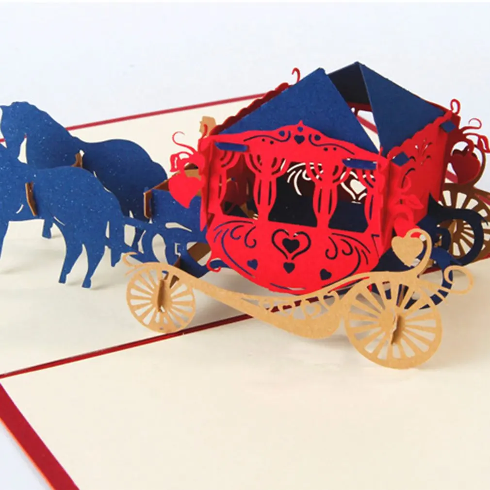 3D всплывающая бумага лазерная резка Поздравительные Открытки творческие