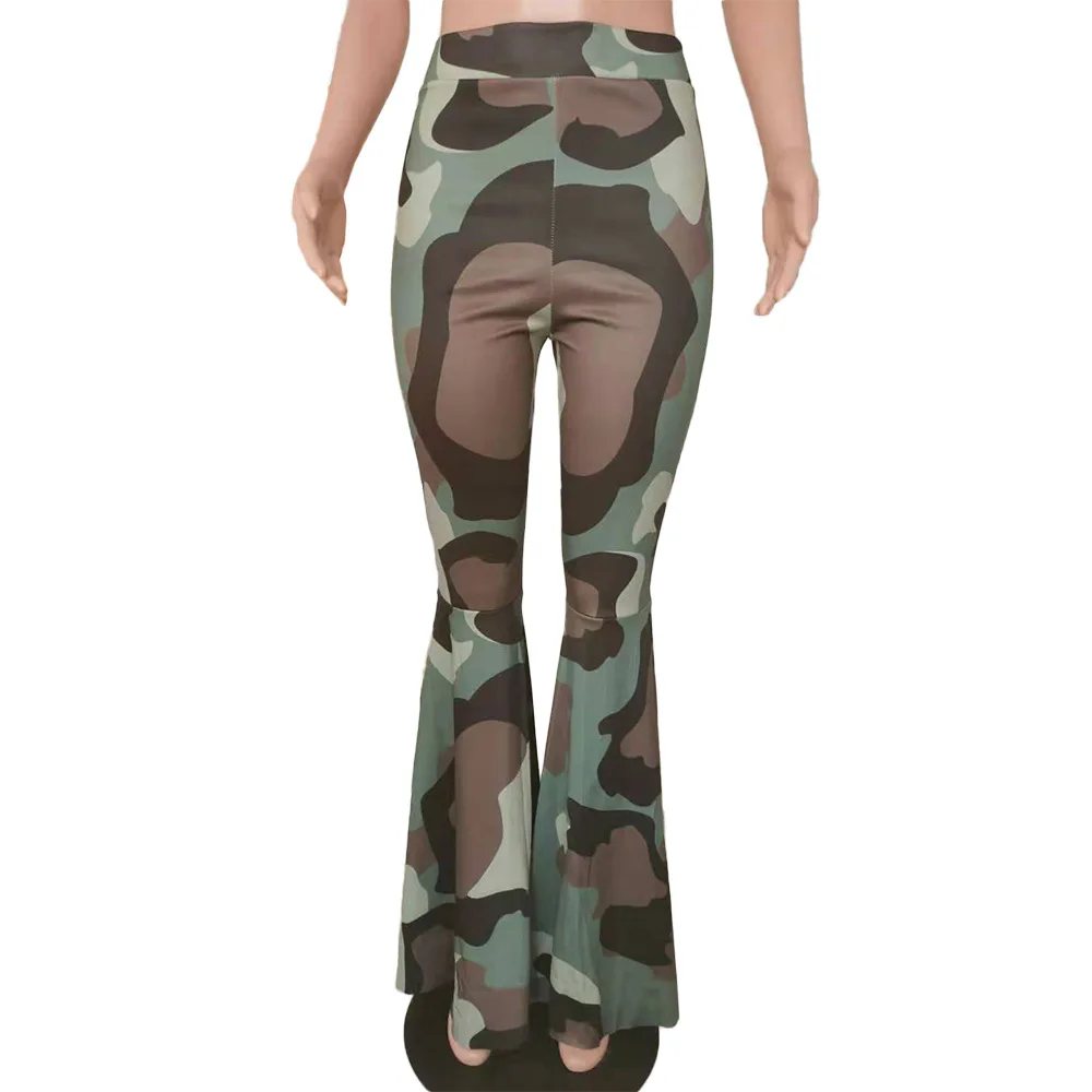 Стильные камуфляжные облегающие Женские брюки с высокой талией 2019 осенние