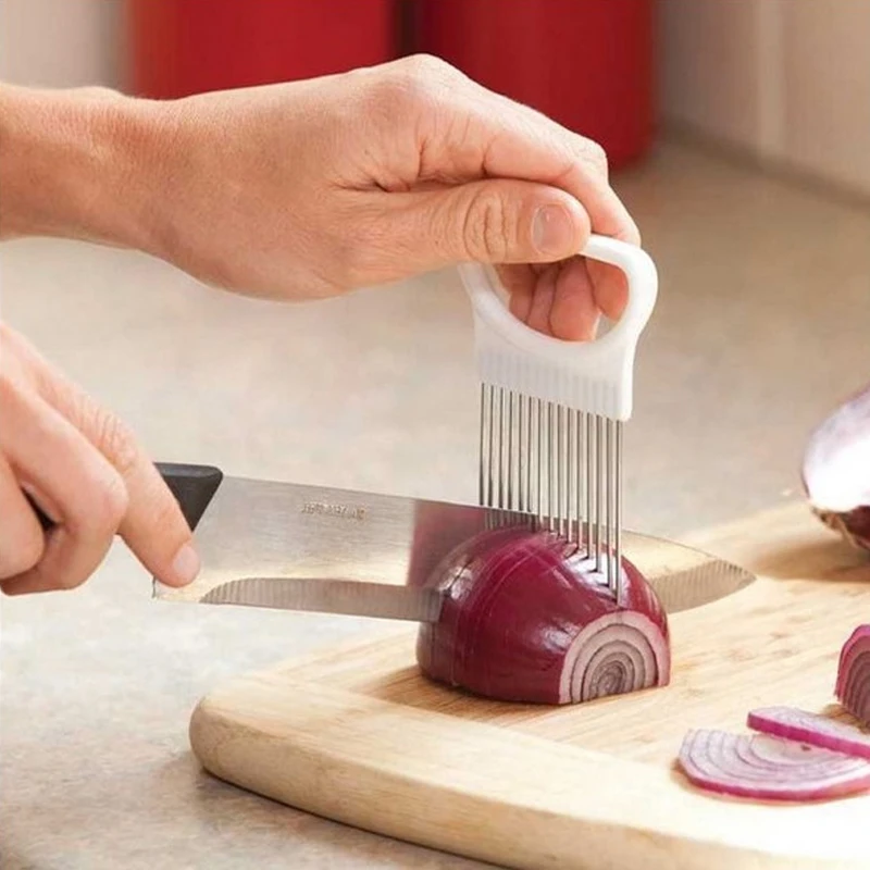 

Stainless steel onion cutter multi-function steel-plastic vegetable slicer tomato shredder metal meat needle kitchen accessories