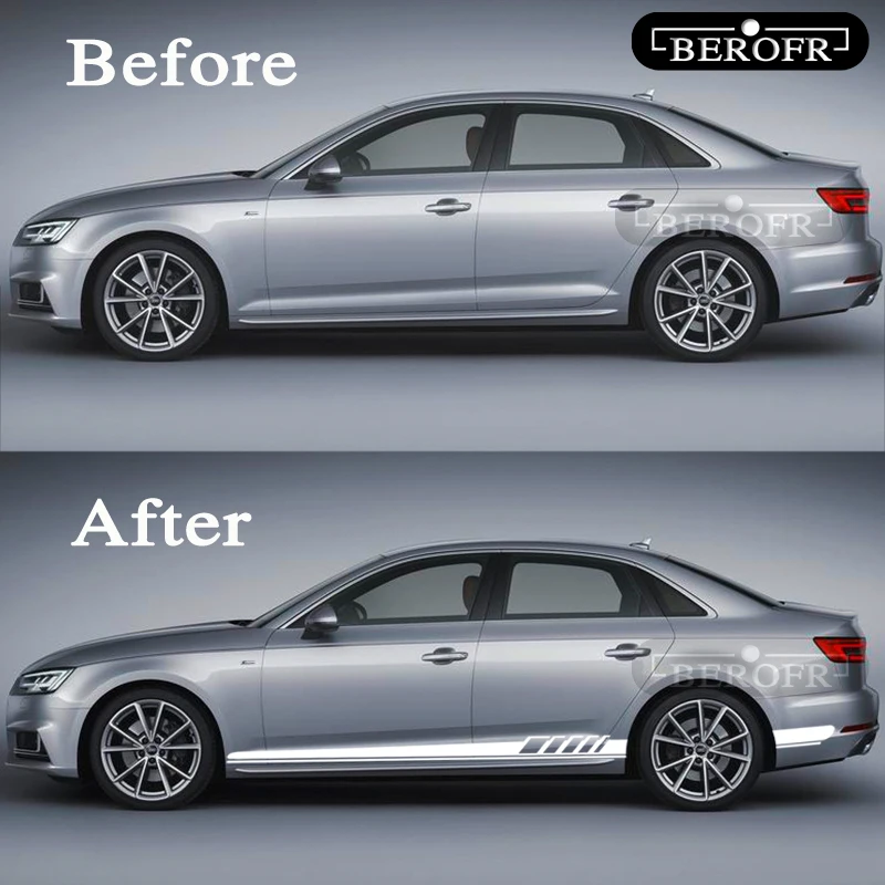 Клейкая полоса для боковой двери автомобиля из винила для стилизации Audi A3 8P 8V A4 B6 B8 B7 A6 C5 C6 C7 Q5 Q7 TT аксессуары 2 шт. на.