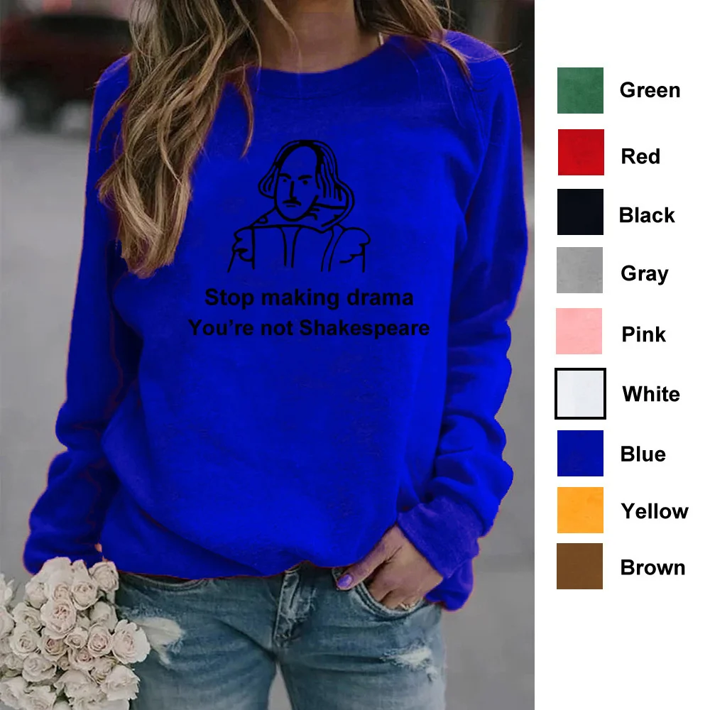 

Женская блузка с круглым вырезом, Свободный пуловер Шекспира jy46