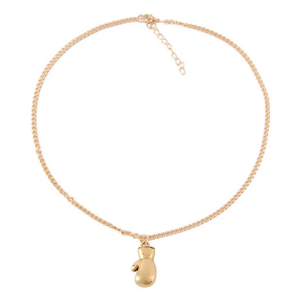

GENBOLI Gold/Silver Color Fashion Lovely Mini Boxing Glove Necklace Boxing Match Jewelry Alloy Cool Pendant For Men Boys Gift