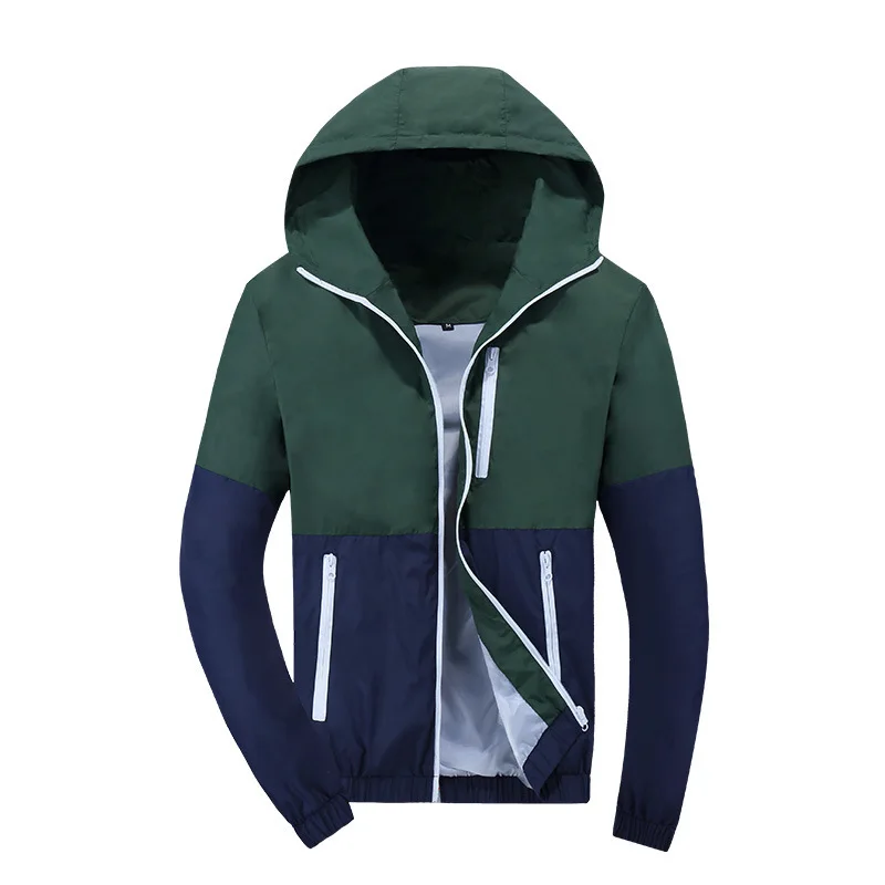 

Chaqueta Bomber de retales para hombre, chaqueta informal con capucha fina y cremallera, para primavera y verano