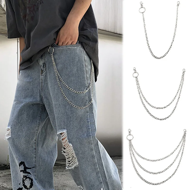 

Hip hop Punk Hipster Multilayer Pants Chain Metal Women Men Trousers Chain Keyring Keychains Unisex Fashion Jewelry