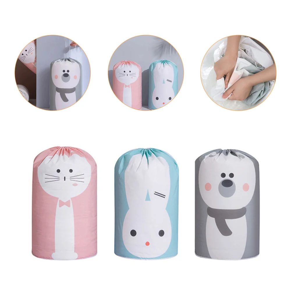 

3pcs Quilt Storage Bags Large Capacity Quilt Drawstring Bags (Assorted Color)