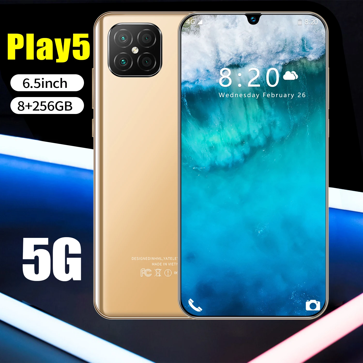 

2021 Play5 6.5 Inch Full Screen Smartphone Global Version 12 512GB Android 10 GPS Cellphone Unlocked Dual SIM Mobile Phone