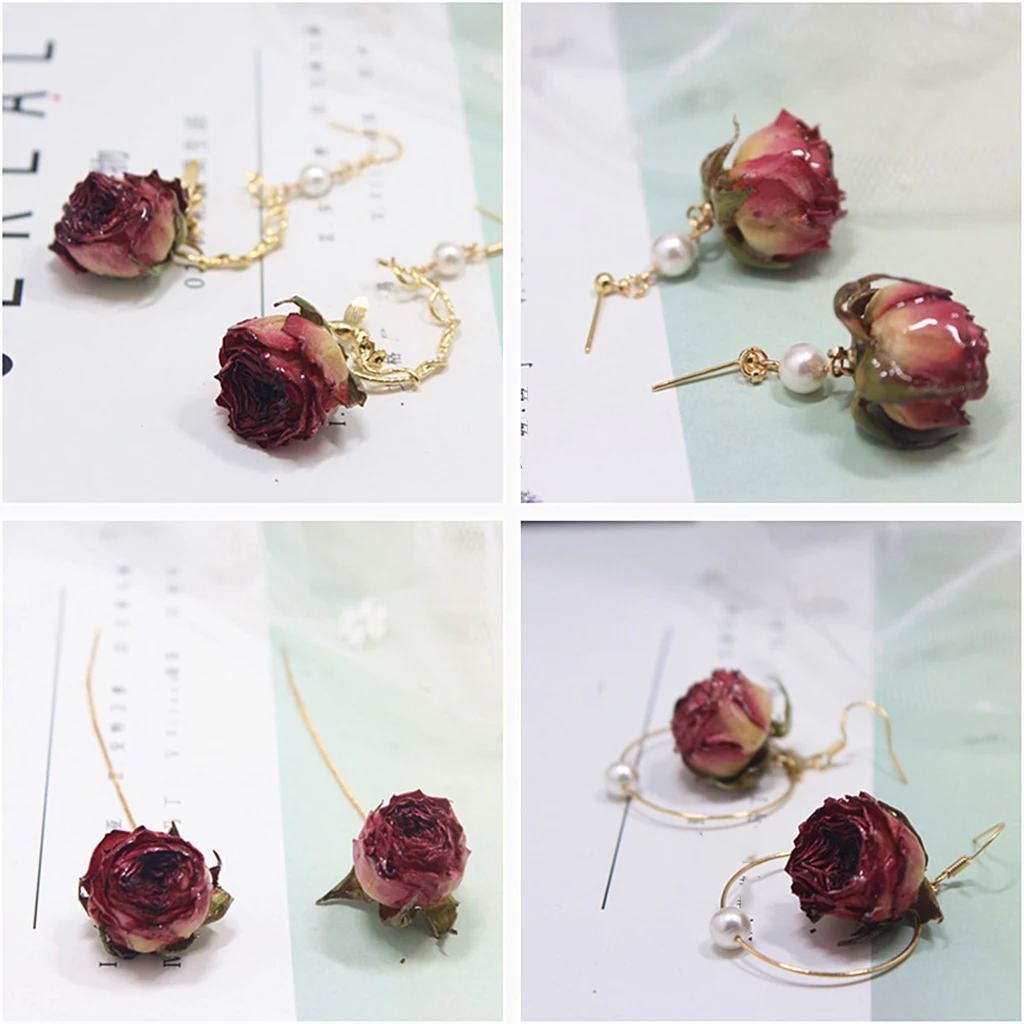

2x 2cm 3D Rose Resin Dried Flower Charms for DIY Jewelry Making Dangle Beads