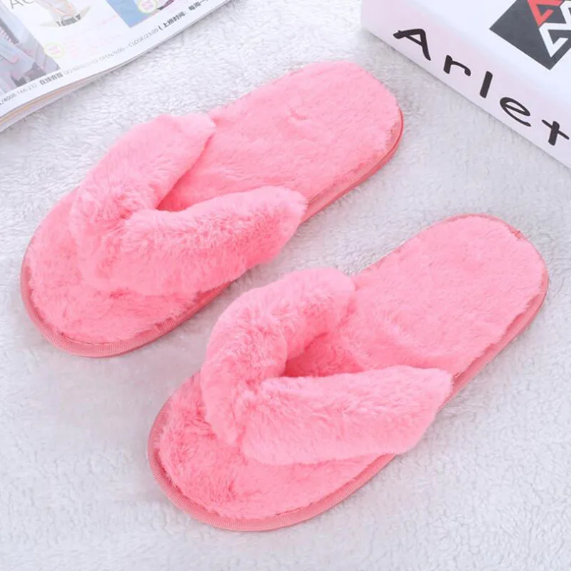 Демисезонные плюшевые шлепанцы для девочек пушистые домашние тапочки женщин