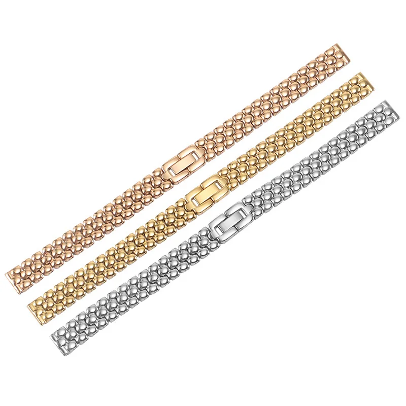 Small Size Stainless steel strap 6mm 8mm 10mm silver golden bracelet Replacemnt strap for Lady's fashion watch chain