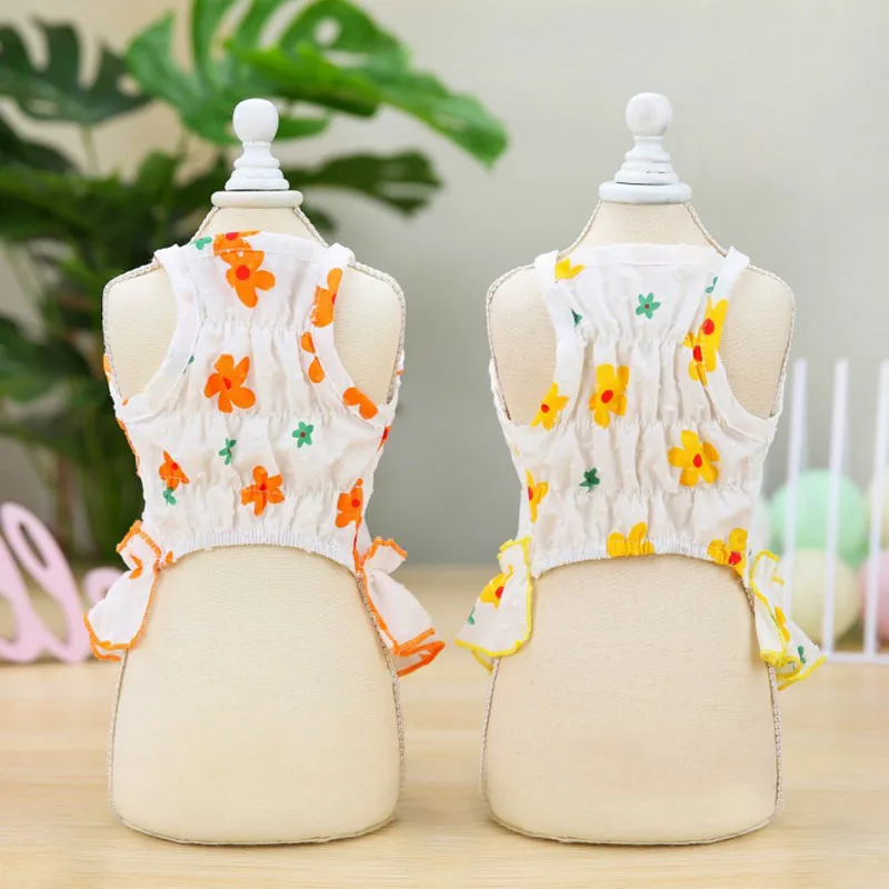 

Dogs Summer Dress Flower Pattern Girl Pets Clothes Lace Ruffle Tutu Cat Dress Dogs Wedding Dress Skirt Sleeveless Puppy Dress