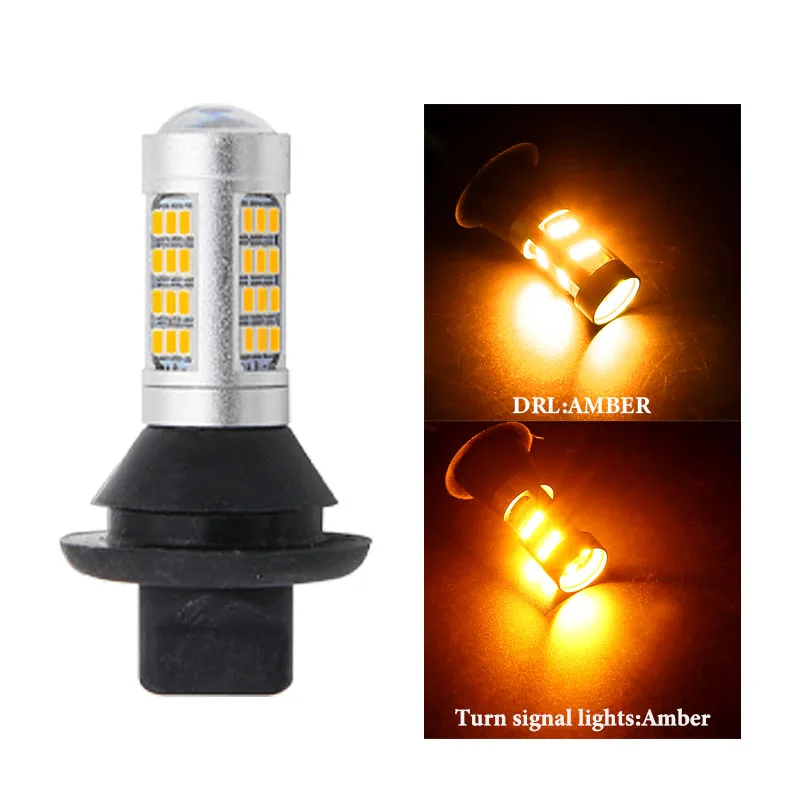 Yellow to Yellow 2X T20 W21W WY21W 7440 BA15S BAU15S 1156 42 2835 Автомобильный светодиодный дневной светильник тумана светильник поворотные парковочные DRL внешний светильник источник - Цвет: Yellow to Yellow