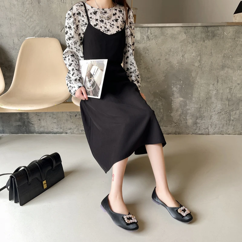 

Туфли стразы на плоской подошве с квадратной пряжкой, лето-осень, новинка 2217