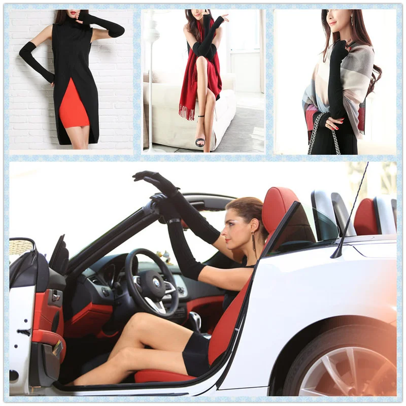 

Sparsil Cashmere Long Fingerless Gloves Women Arm Warmers Goth Knitted Wool Mittens White Punk Glove Winter Arm Sleeve Protector