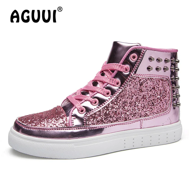 Высокие кроссовки унисекс нескользящая повседневная обувь с заклепками на