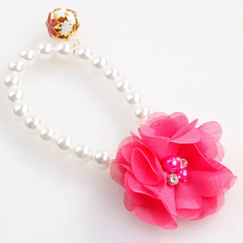 Жемчужный ошейник для кошек с кружевным цветком и колокольчиком 1 шт.