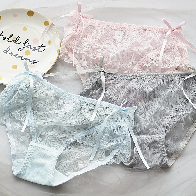 

Japanese Sexy Women Thongs Seamless Panties Briefs Transparent Women's Underpants Pink Lolita Panty Lace Underwear Lingerie Hot