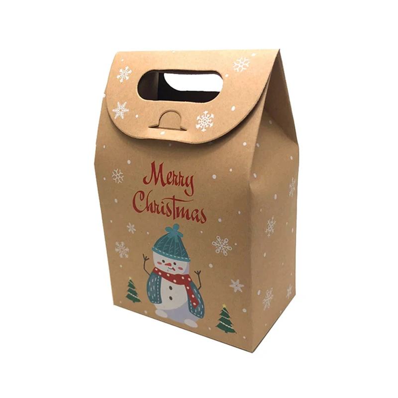 5pcs Merry Christmas Kraft Paper Box Candy Gift Boxes Bag Food Packaging Box Party Favor Xmas New Year Navidad Decoration images - 6