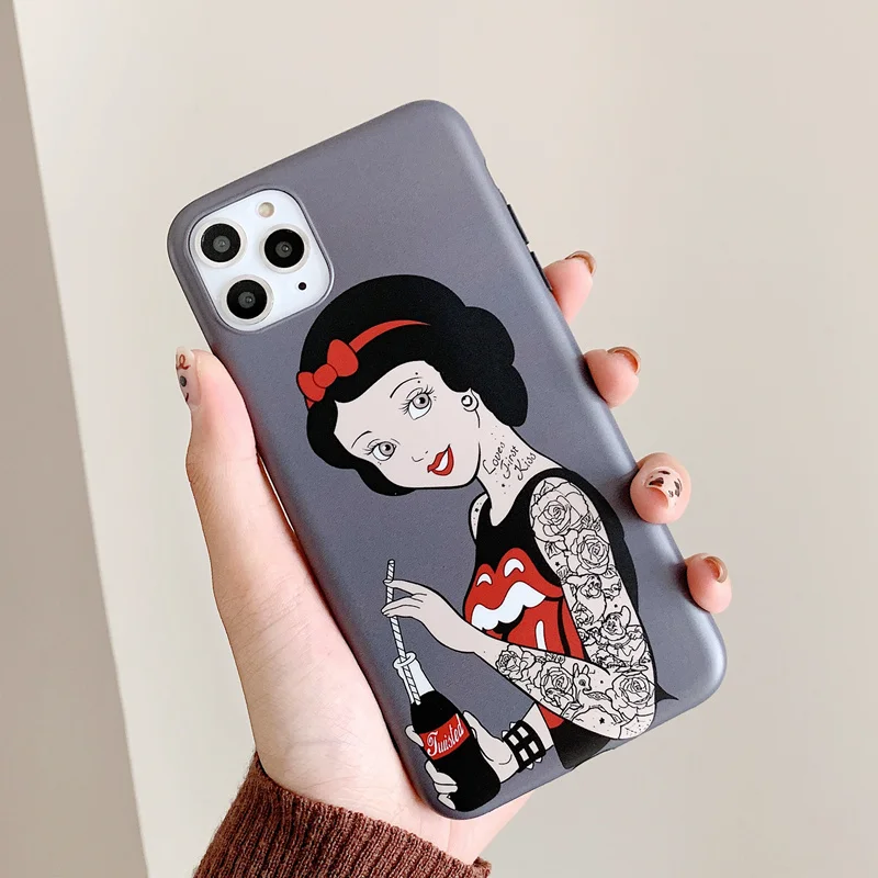 Tattoo girl princess matte soft case for iphone 11 Pro xs max x xr 11Pro drink cute phone cover 7 8 6 6S Plus coque |