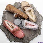 Женские мокасины из натуральной кожи, повседневные туфли на плоской подошве, натуральный мех, большой размер, зимняя обувь