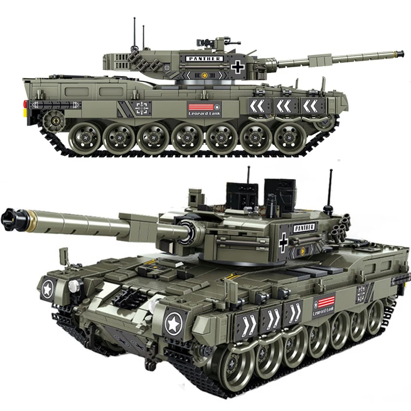 

Городской Леопардовый 2 Основной боевой танк 1747 шт., модель, строительные блоки, военная Вторая мировая война, армейский солдат, велосипеды, ...