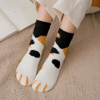 6 pairs womens socks cats paw stripe 3d socks cute warm winter thick girls cartoon animal fingers sock tigercat foot sox