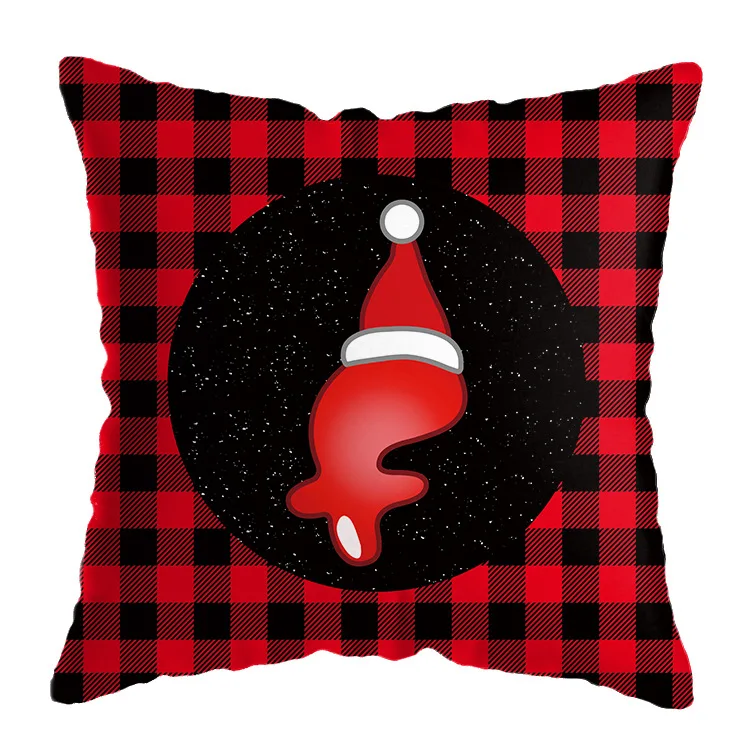Чехол для подушки с буквенным принтом Рождественский чехол красная клетчатая