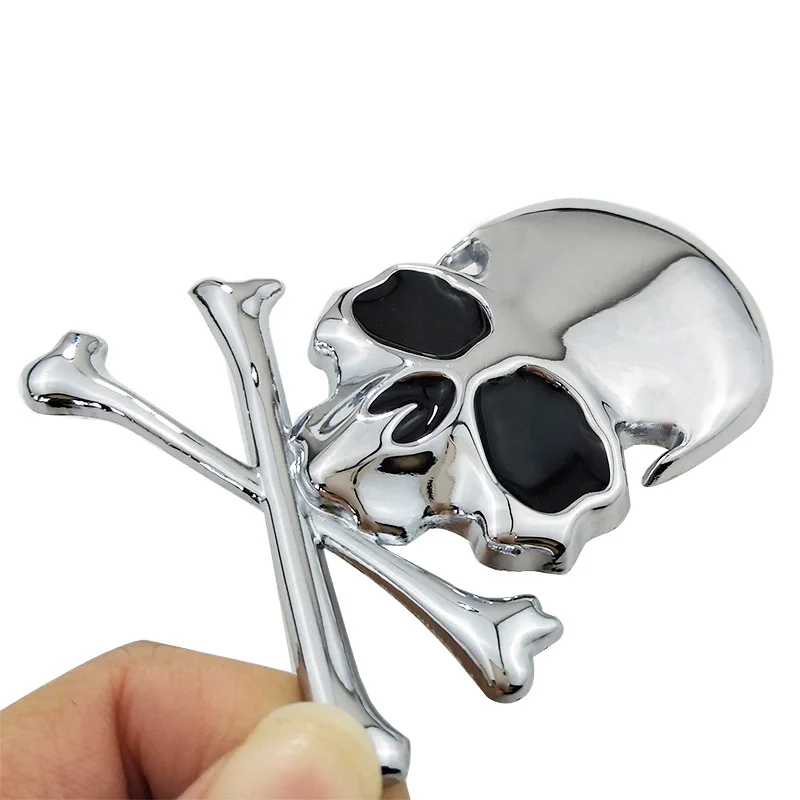7 2x6 см 3D металлический череп кости скелета стикер для автомобиля мотоцикла