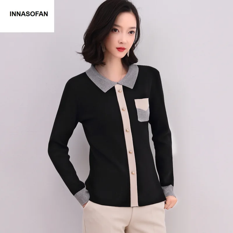 INNASOFAN свитер женский осенне-зимний вязаный с длинными рукавами евро-американская
