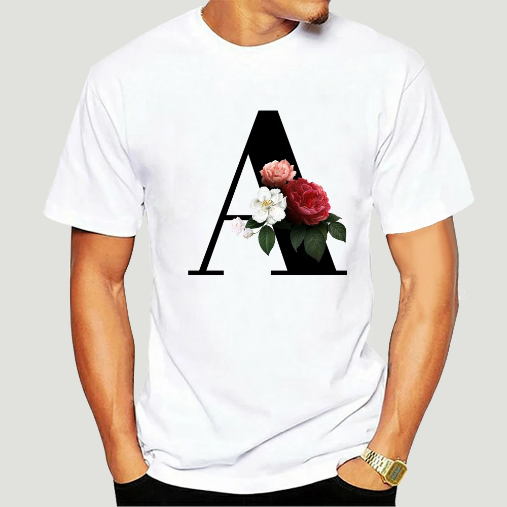 

Letter Custom Name Combination A B C D Floral Alphabet Black Letter Tshirt s Harajuku Leisure Pink T Shirt Print Pattern