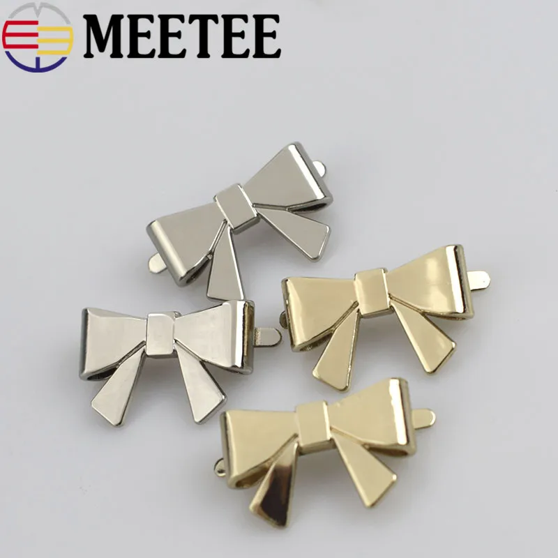 2шт Meetee 25*16 мм золото серебро сумка с бантом обувь клип Пряжка DIY Декор одежды пуговицы аксессуары F1-15