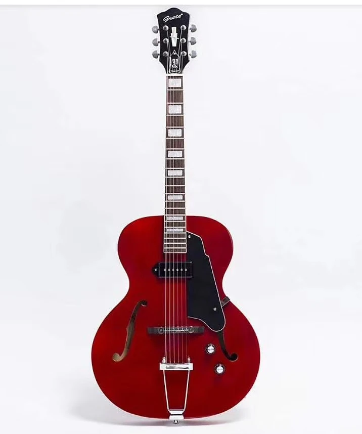 

Бесплатная доставка, новая Высококачественная гитара P90 archtop jazz, электрическая гитара красного цвета, неограненная джазовая гитара, тонкая ...