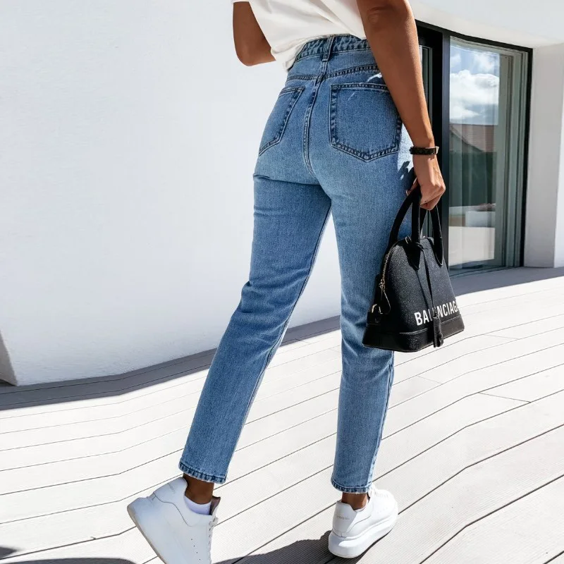 

Slim Jeans for Women Skinny High Waist Jeans Blue Denim Pencil Pants Stretch Waist Women Jeans Pants Plus Size Pockets Trousers
