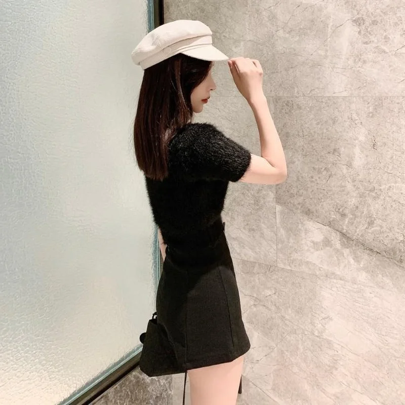 Мини шорты женские Стрейчевые с завышенной талией узкие шикарные облегающие