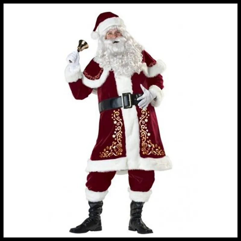 

Deluxe Father Christmas Santa Claus Costume Cosplay Santa Claus Clothes Fancy Dress In Christmas Men Costume Suit For Adults hot