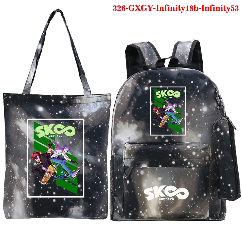 

SK8 The Infinity School Backpack Fashion 3 Pcs/Set Teenage Boys Girls Bookbag Back To School Gift Shoulder Bag Pen Bag for Teens