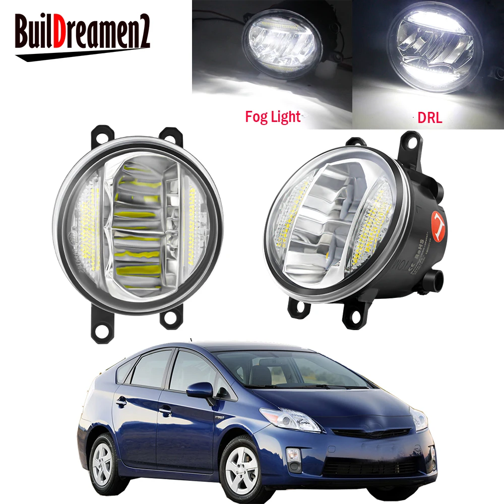 

2in1 Car Left + Right LED Fog Light Assembly DRL Daytime Running Lamp 30W 8000LM 12V For Toyota Prius 2009 2010 2011 2012