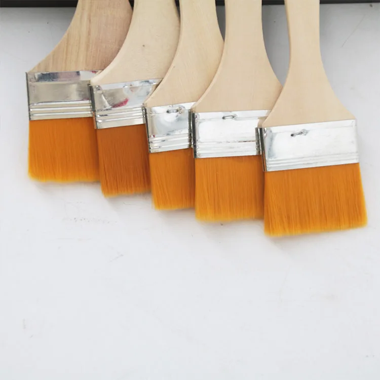 12Pcs Wooden Painting Brush Nylon Hair Flat Tips Artists Acrylic Oil Painting Brush Pen Drawing Tool Art Supply Set
