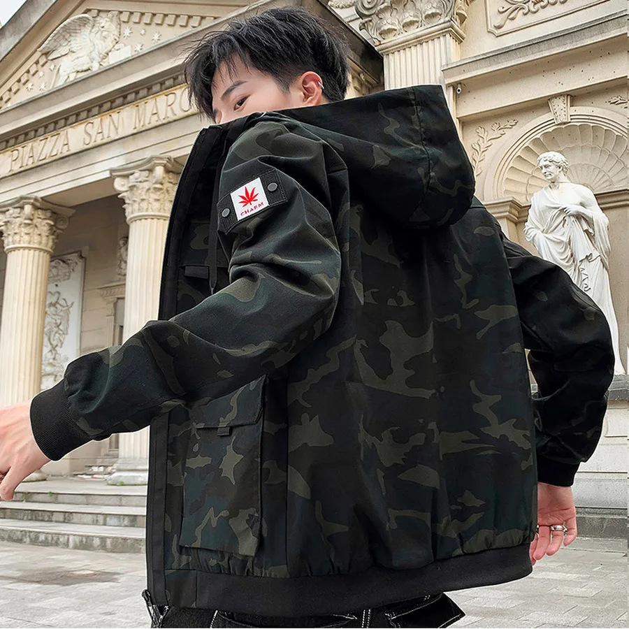 Winter Military Jackets Men Green Camouflage Japanese Streetwear Chaqueta Casual Hombre Mens Fashion Streetswear Army HH40JK | Мужская